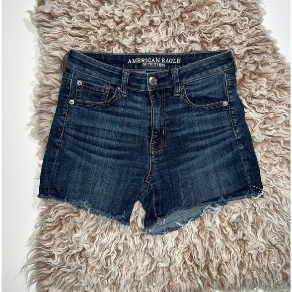 American Eagle Pants - American eagle super stretch hi rise shortie blue jeans shorts